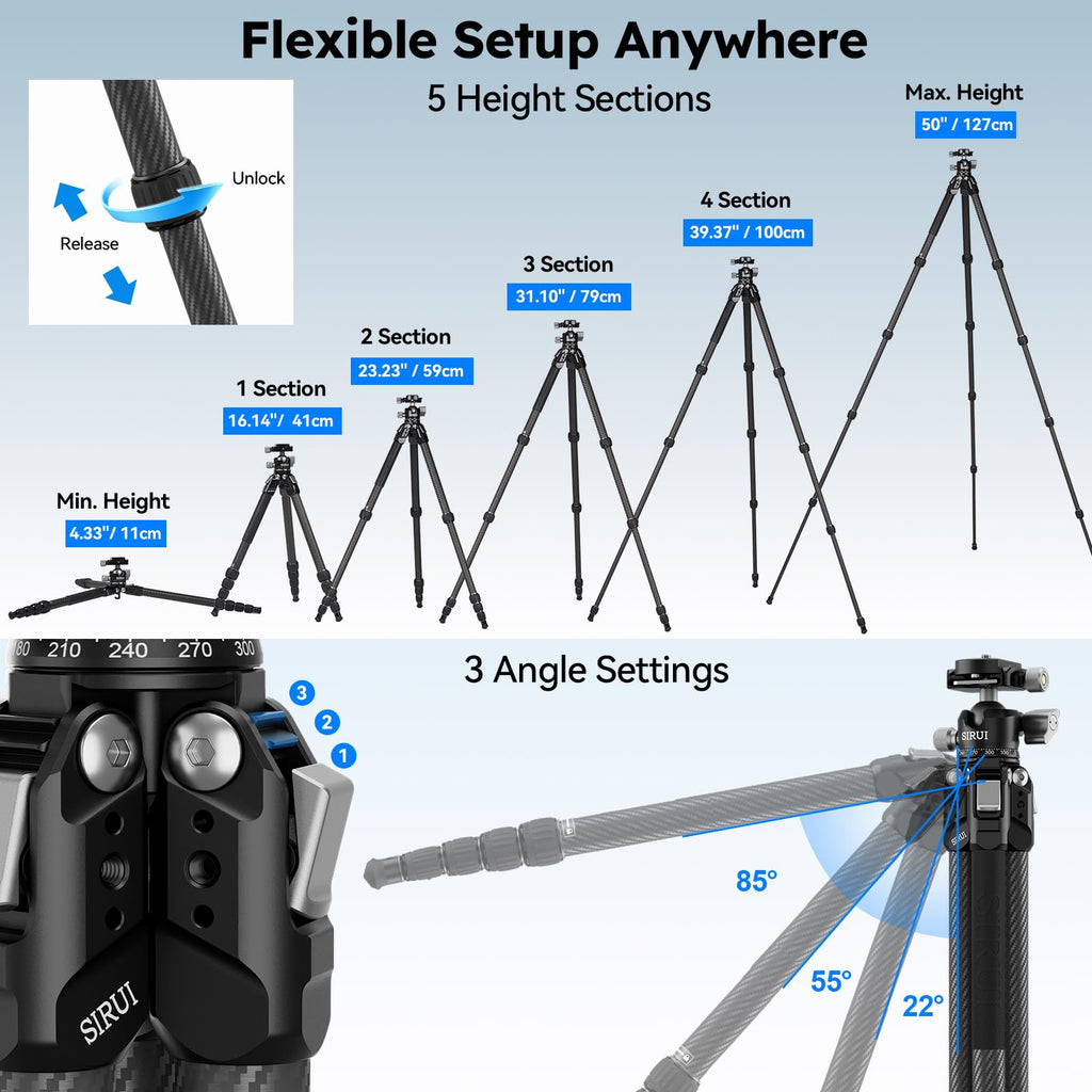 Carbon Fiber Travel Tripod with Quick Release Plate A357753