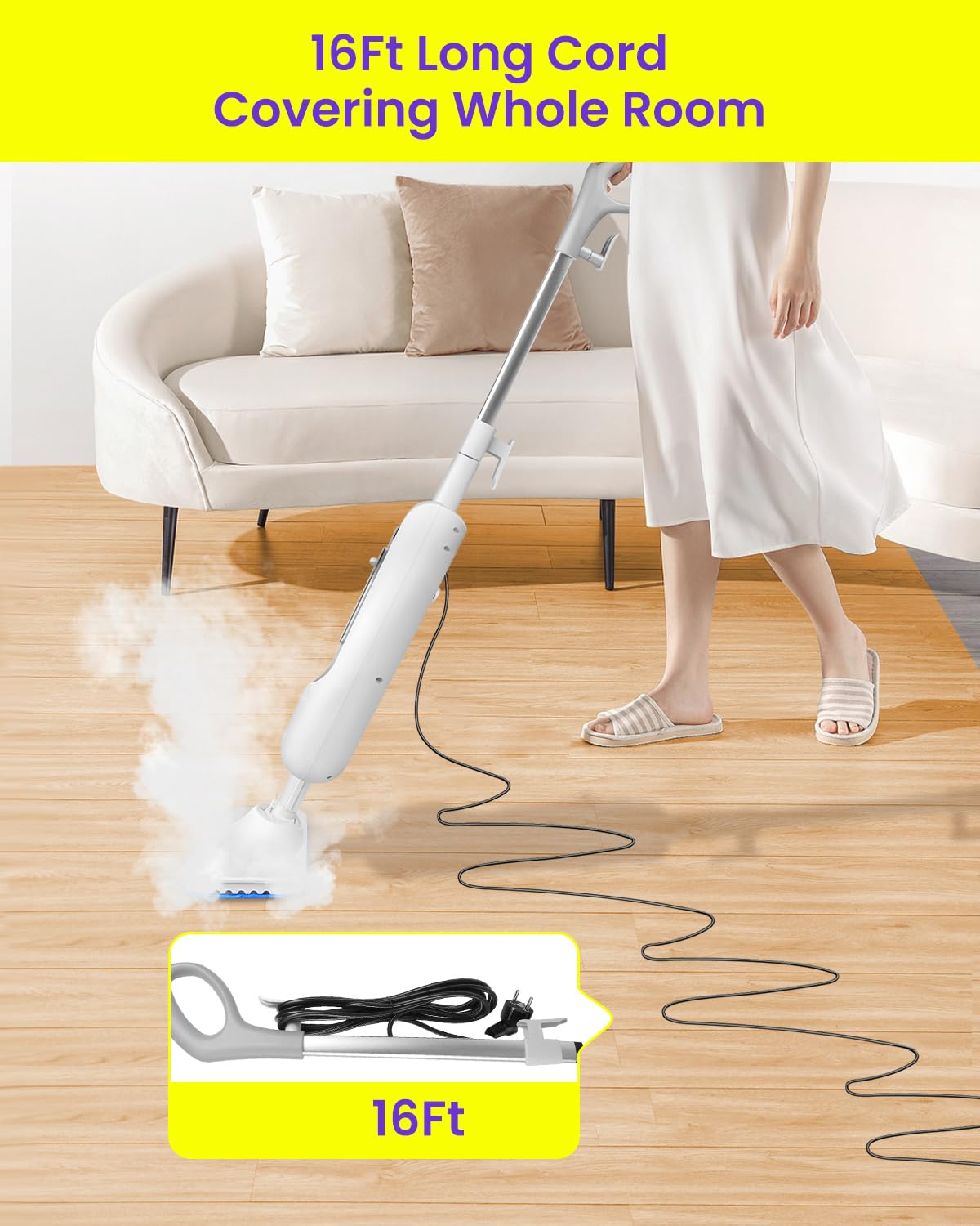 1500W Steam Mop for Hardwood and Tile D298
