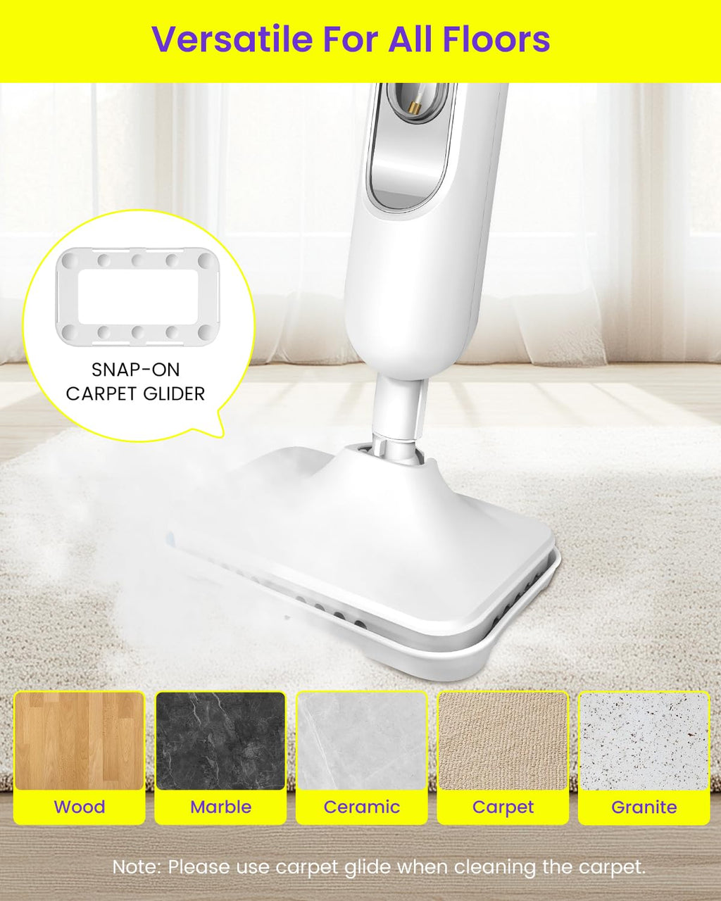 1500W Steam Mop for Hardwood and Tile D298