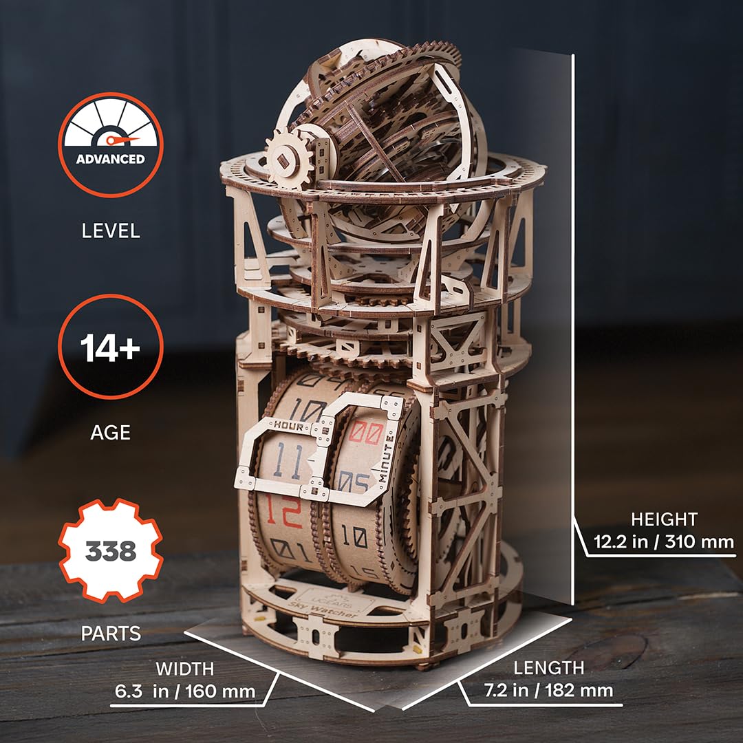 Wooden 3D Puzzle Mechanical Clock Kit T8853