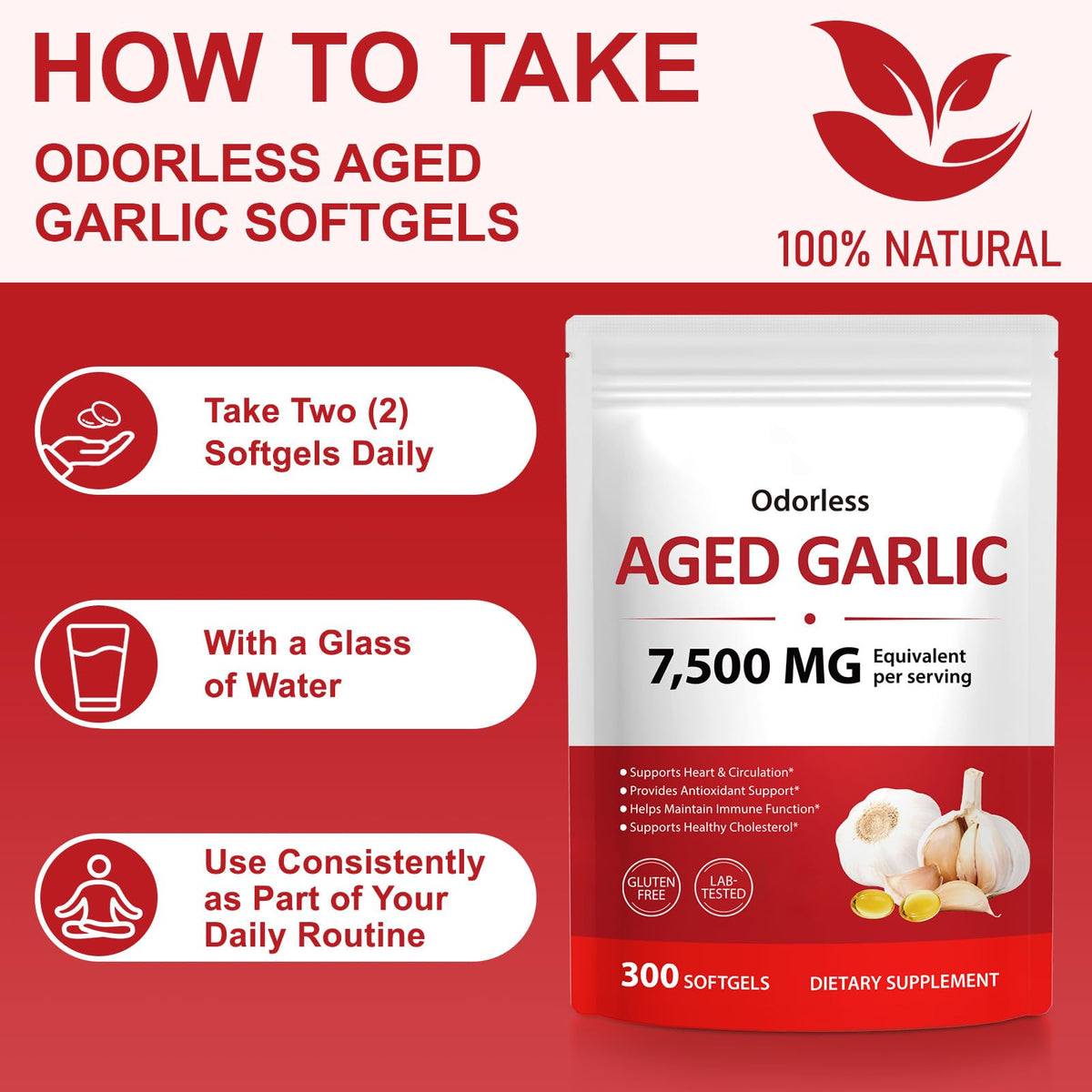Odorless Garlic Supplement 300 Softgels B919753