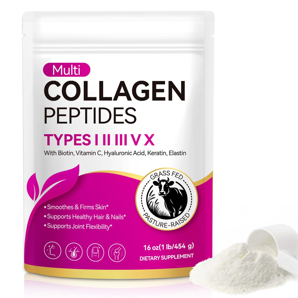 Multi Collagen Peptides Powder Types I II III V X Grass Fed Hydrolyzed H435803