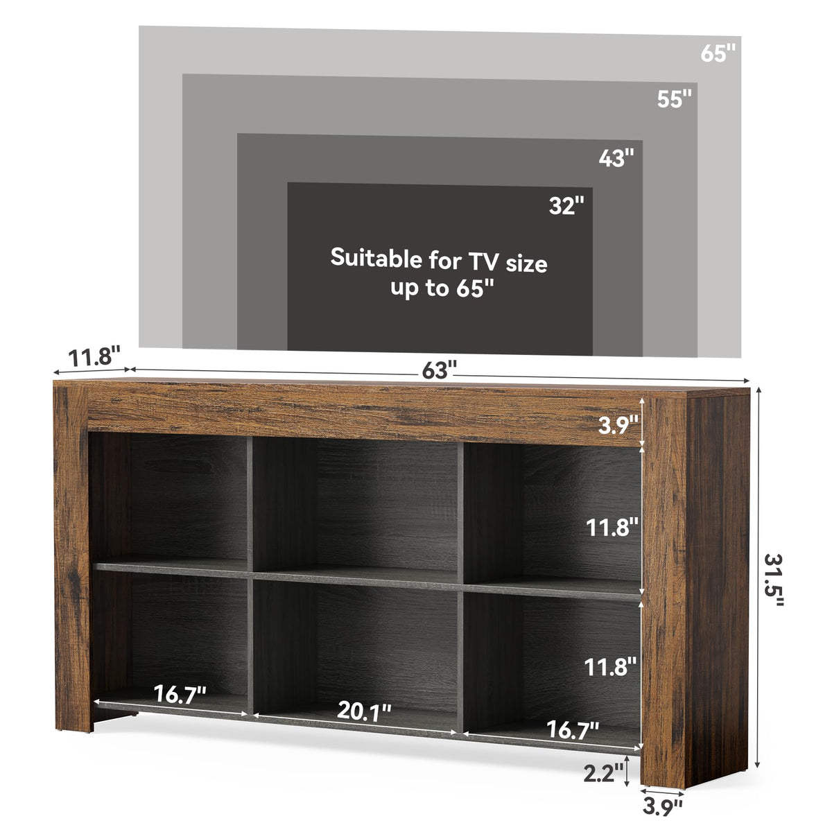 63-Inch TV Stand with Storage D660084