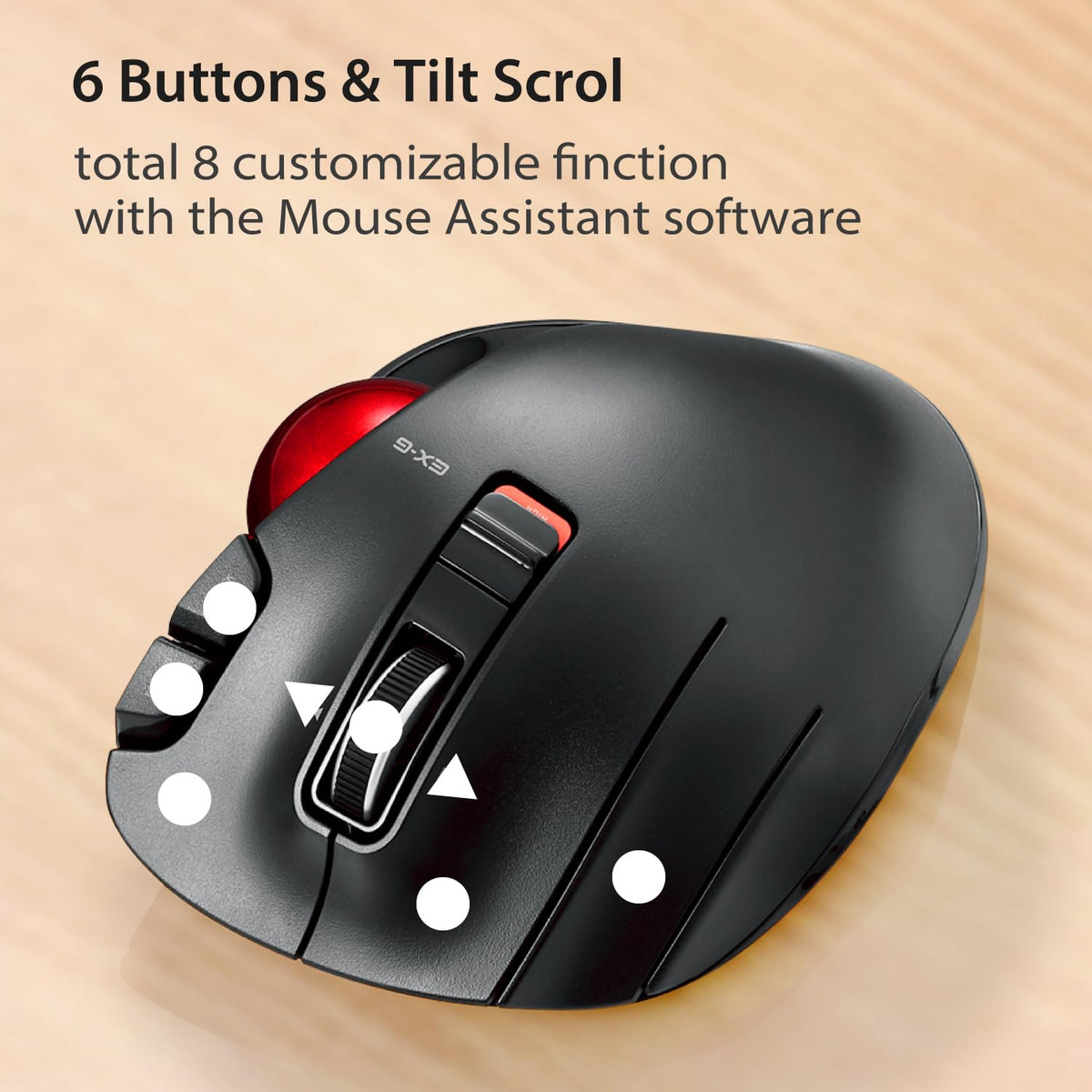 Wireless Left Handed Thumb Control Trackball Mouse W620917