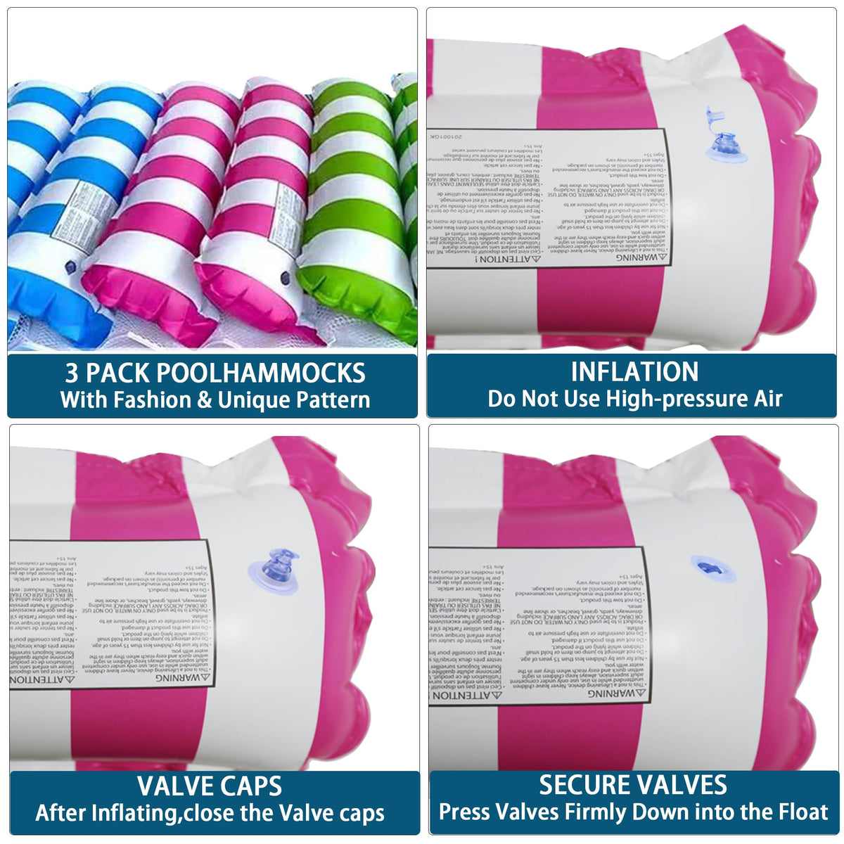 3 Pack Inflatable Pool Floats Hammock D719