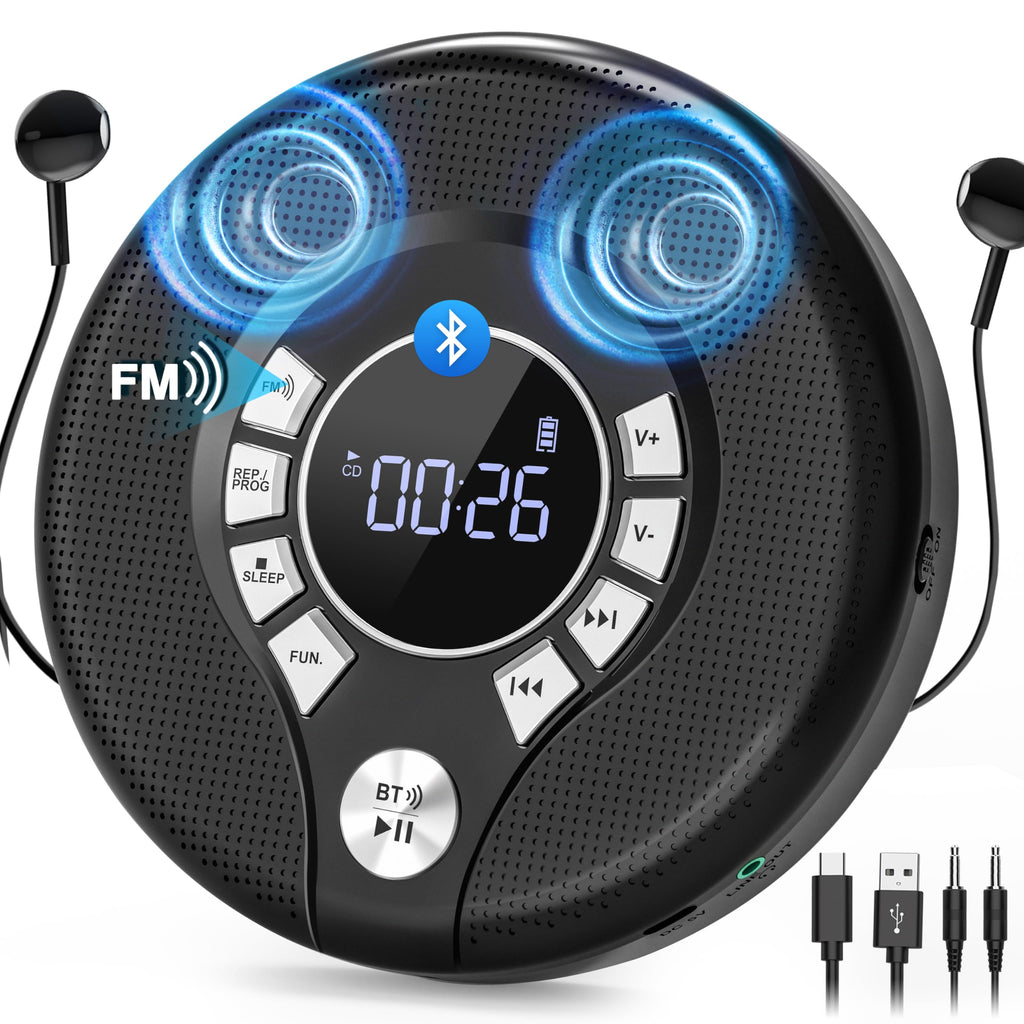 Portable Bluetooth CD Player with FM Transmitter I845557