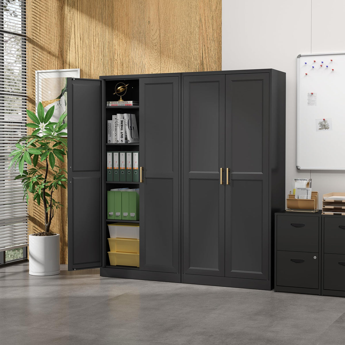 71" Metal Pantry Storage Cabinet with Doors & 4 Adjustable Shelves C29590