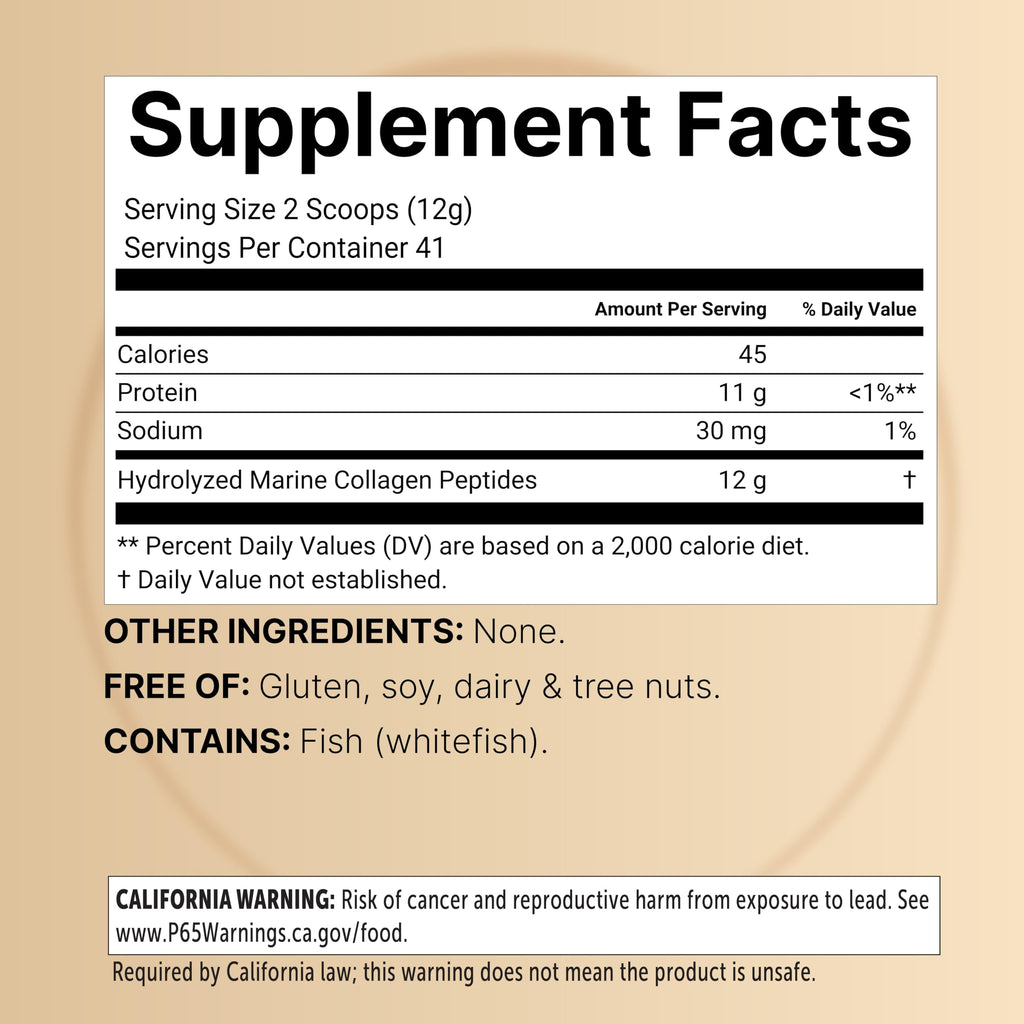 Marine Collagen Powder, 500g Hydrolyzed Type I & III Peptides, Unflavored A66123