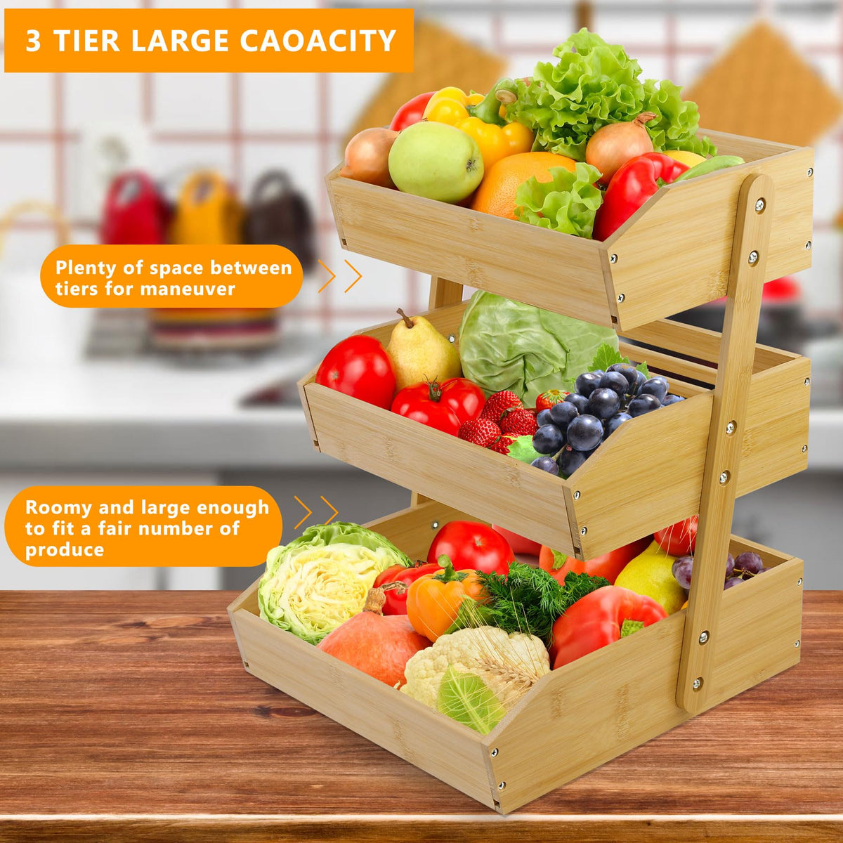 3 Tier Bamboo Fruit Basket T1455
