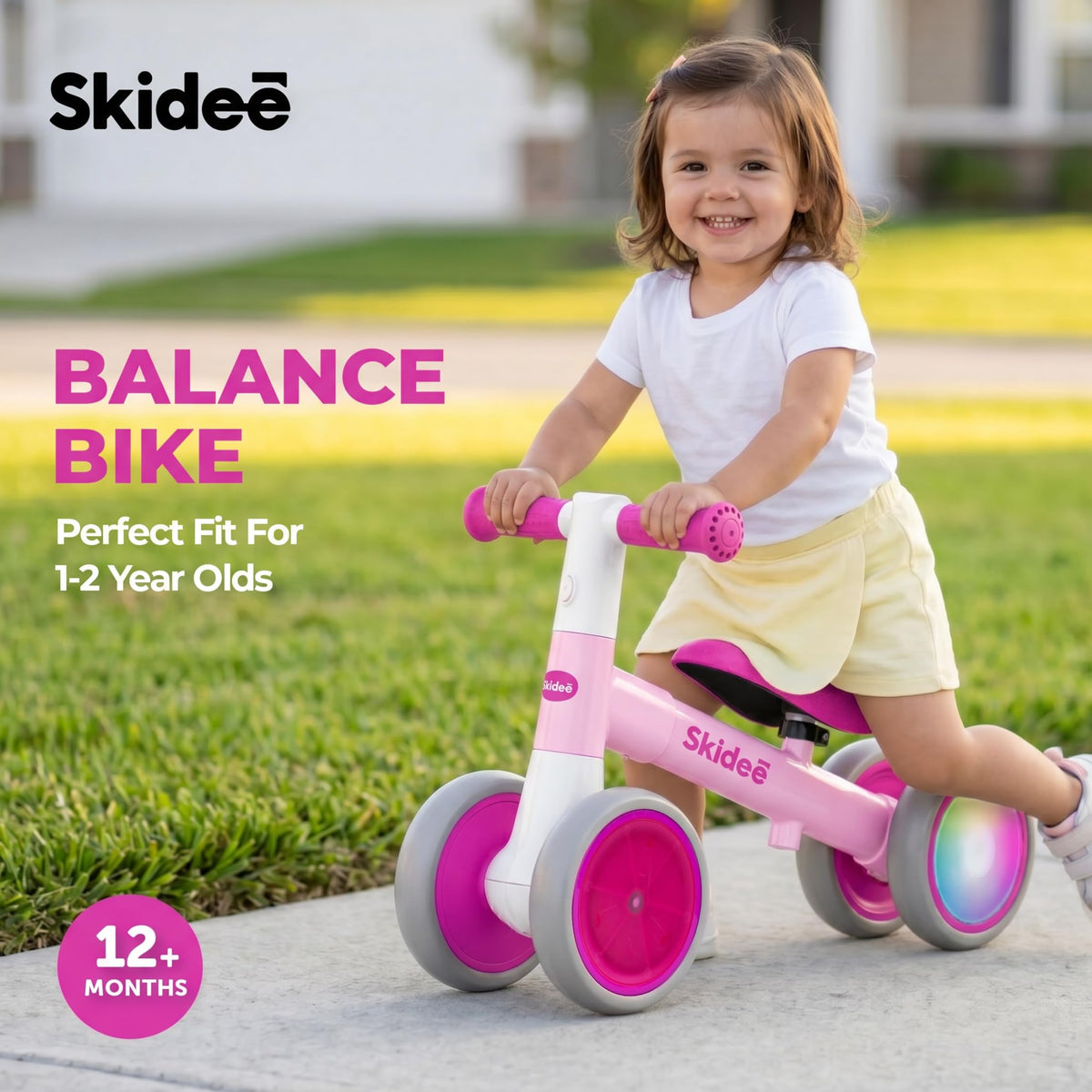 4-Wheel Toddler Balance Bike with LED Wheels Y724103