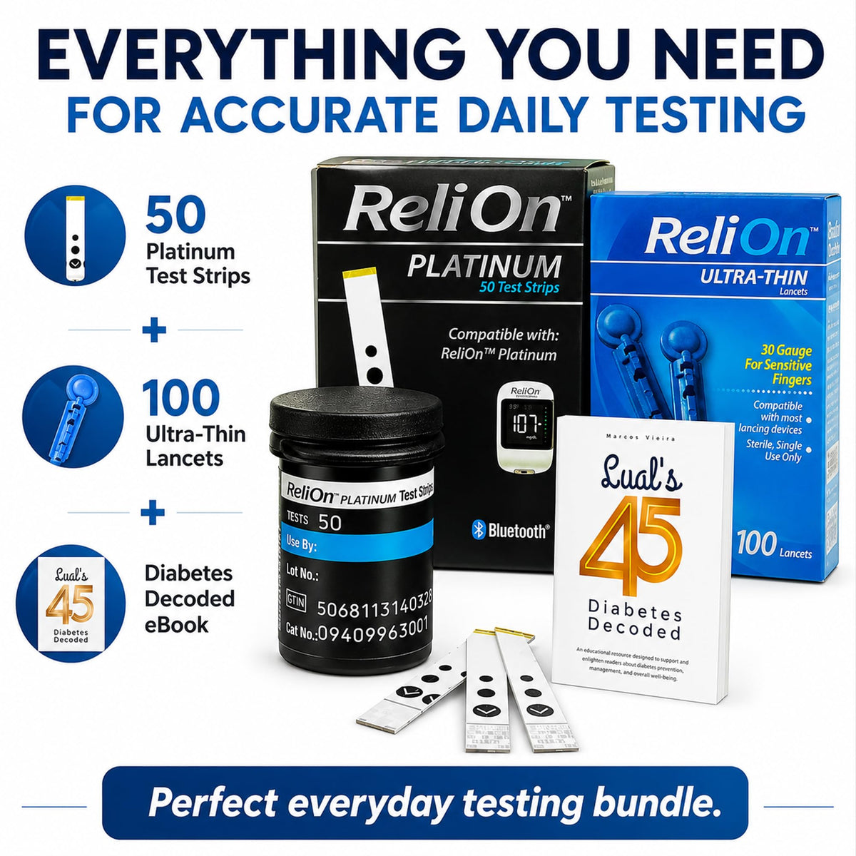 Test Strips 50 count + Lancets for Glucose Monitor Kit G38689