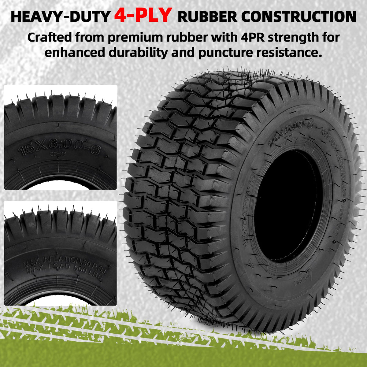 15x6.00-6 Tubeless Tire 4 Ply Turf Treads Y848582