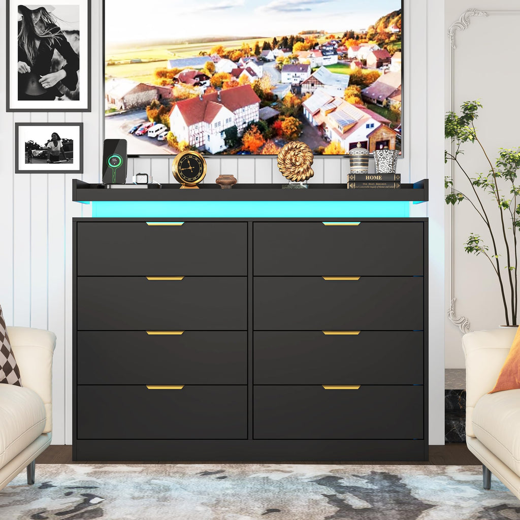 Black 8 Drawer Wood Dresser U24858