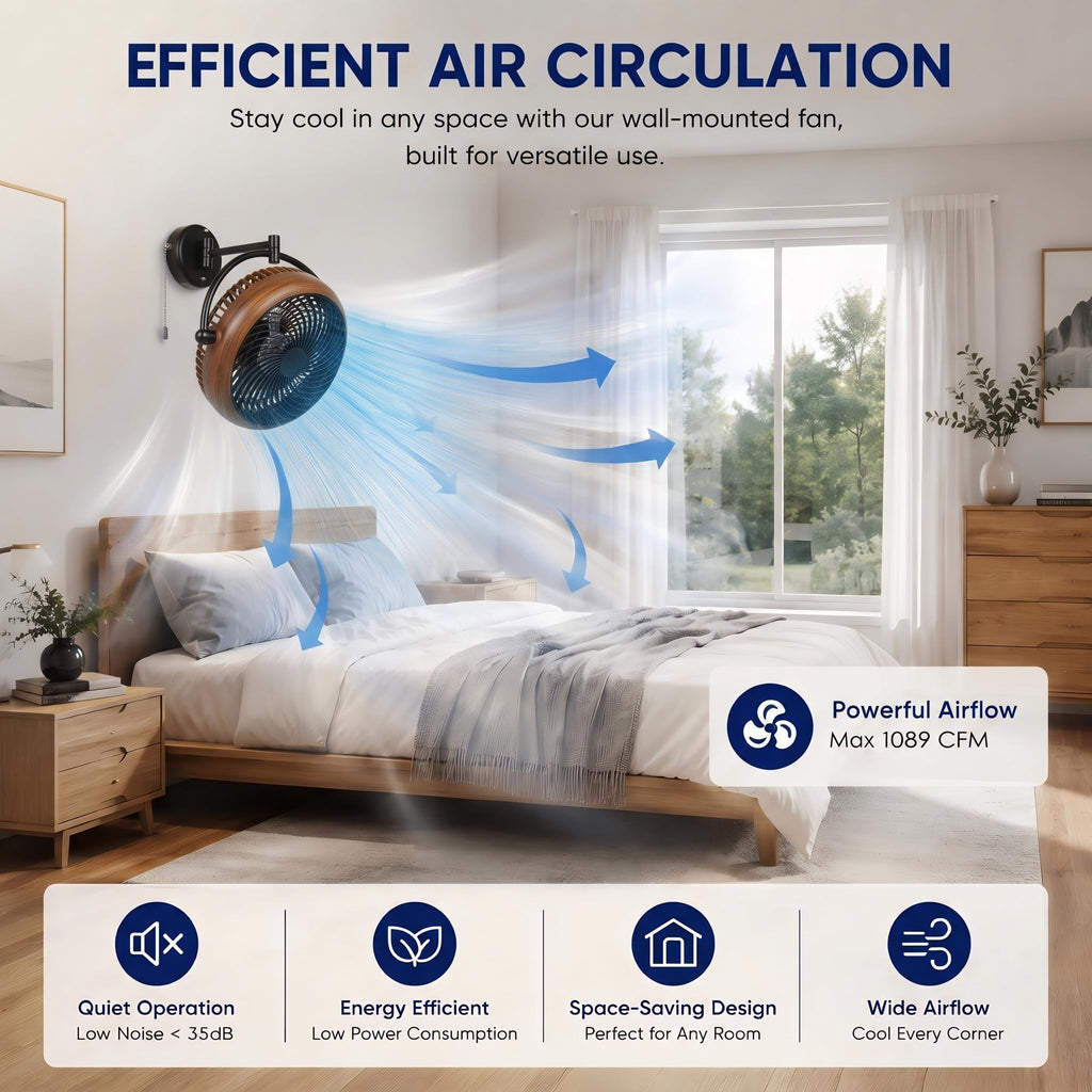 10 Inch Oscillating Wall Mount Fan T5108