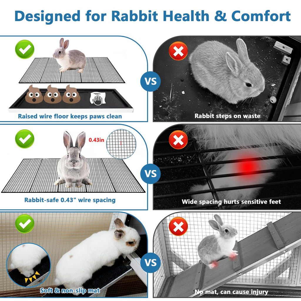 2-Story Indoor Outdoor Rabbit Hutch with Dual Trays P36768