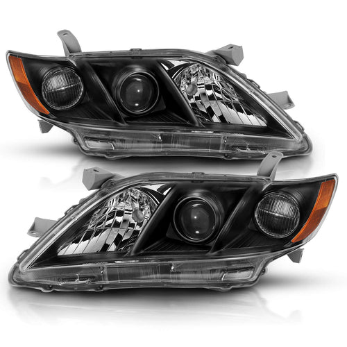 2007-2009 Toyota Camry Black Projector Headlight Assembly Pair Q7120