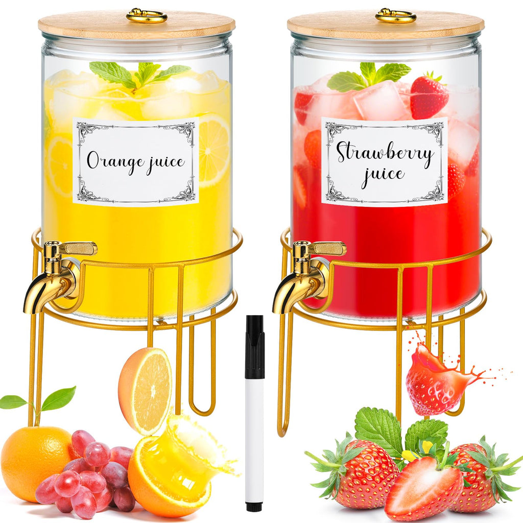 1 Gallon Glass Beverage Dispenser with Spigot, 2 Pack G91369