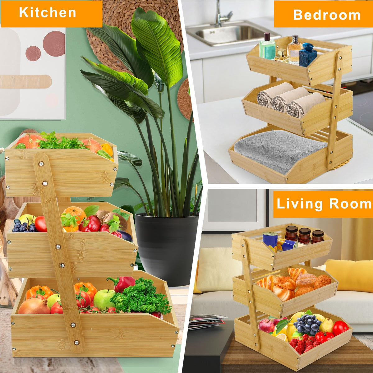 3 Tier Bamboo Fruit Basket T1455