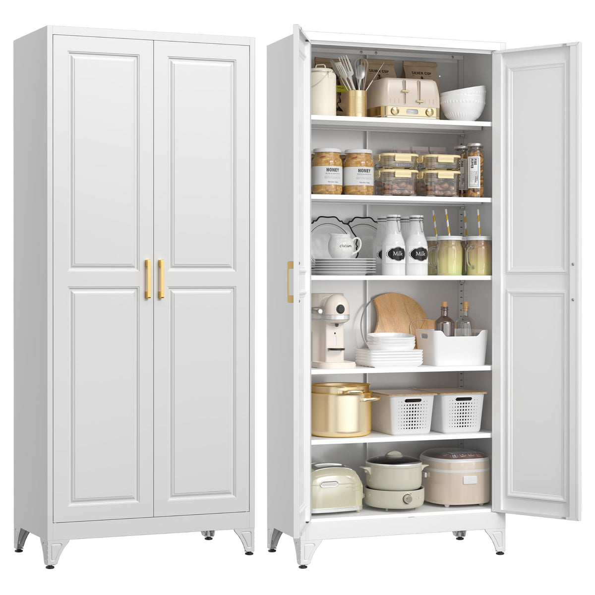 75" Metal Kitchen Pantry Cabinet with Doors L248