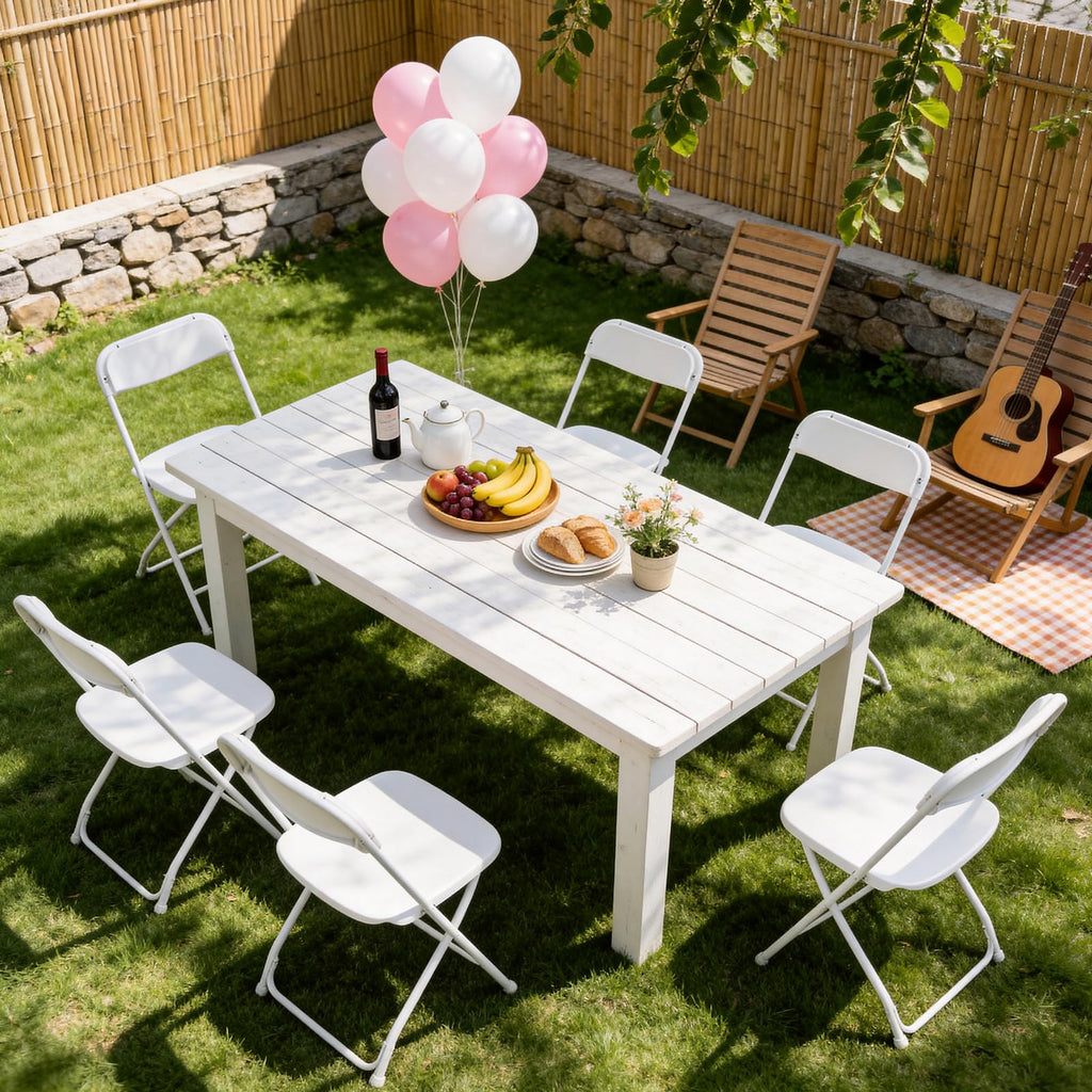 White 10 Pack Plastic Folding Chairs with Metal Frame V4982