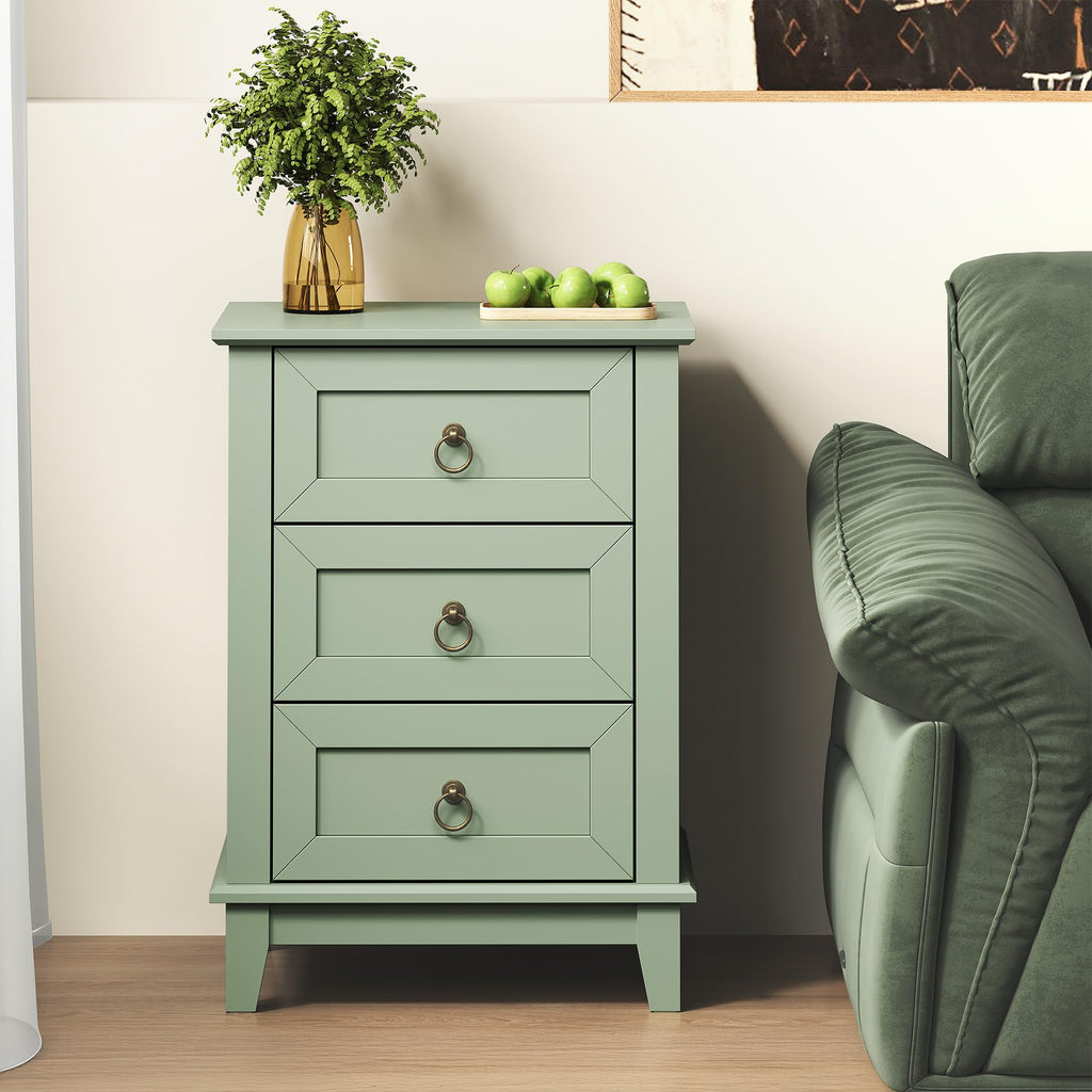 Tall Wooden Nightstand Set of 2 with 3 Drawers K5220