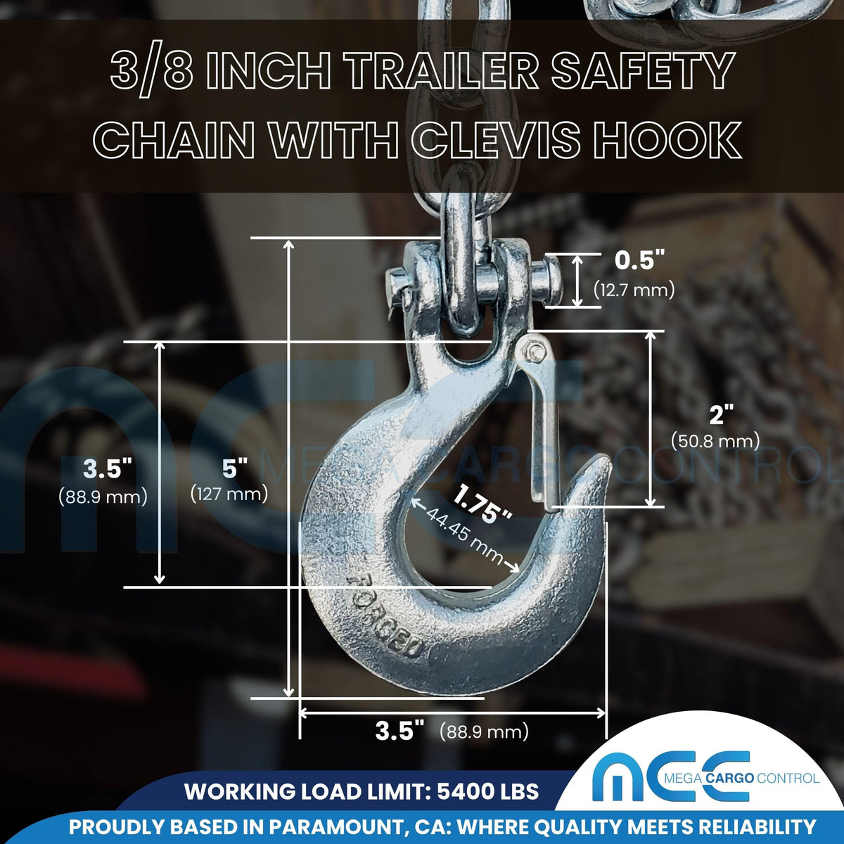 3/8" x 37" Grade 43 Safety Chain with Clevis Slip Hook Y326319