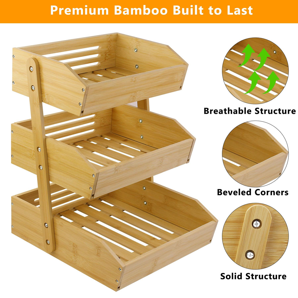 3 Tier Bamboo Fruit Basket T1455