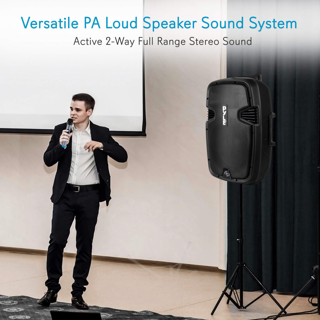 15-inch Portable PA Speaker System with 2 UHF Microphone T375