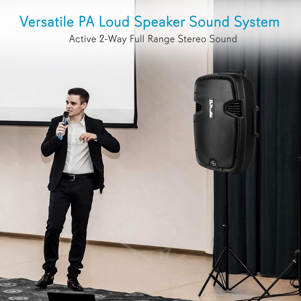 15-inch Portable PA Speaker System with 2 UHF Microphone T375