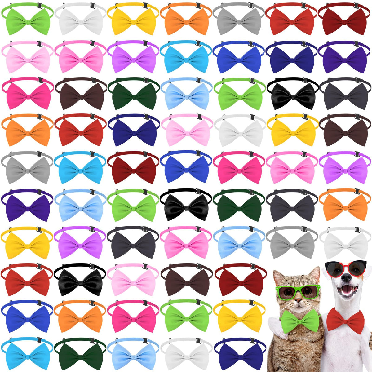 240 Pcs Dog Bow Ties with Adjustable Collar W9177