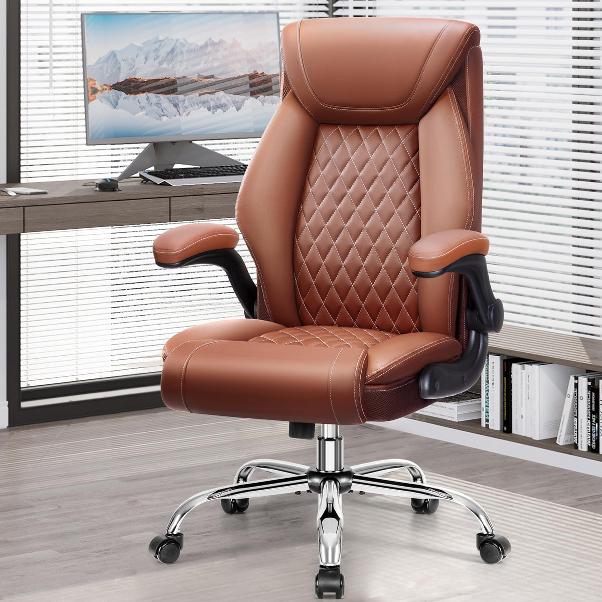 Ergonomic High Back Leather Office Chair with Lumbar Support N5286