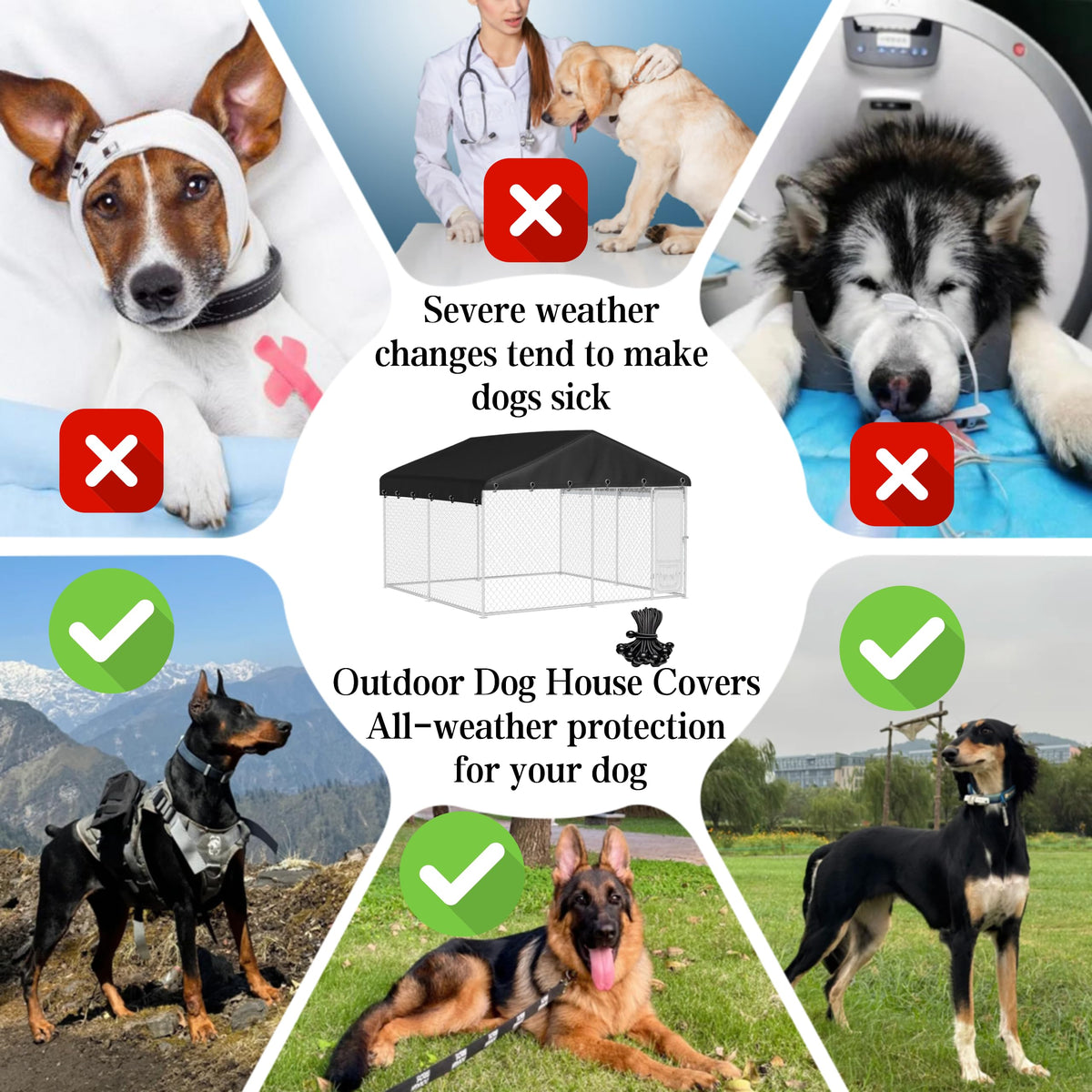 Waterproof Oxford Fabric Outdoor Kennel Cover Q64300