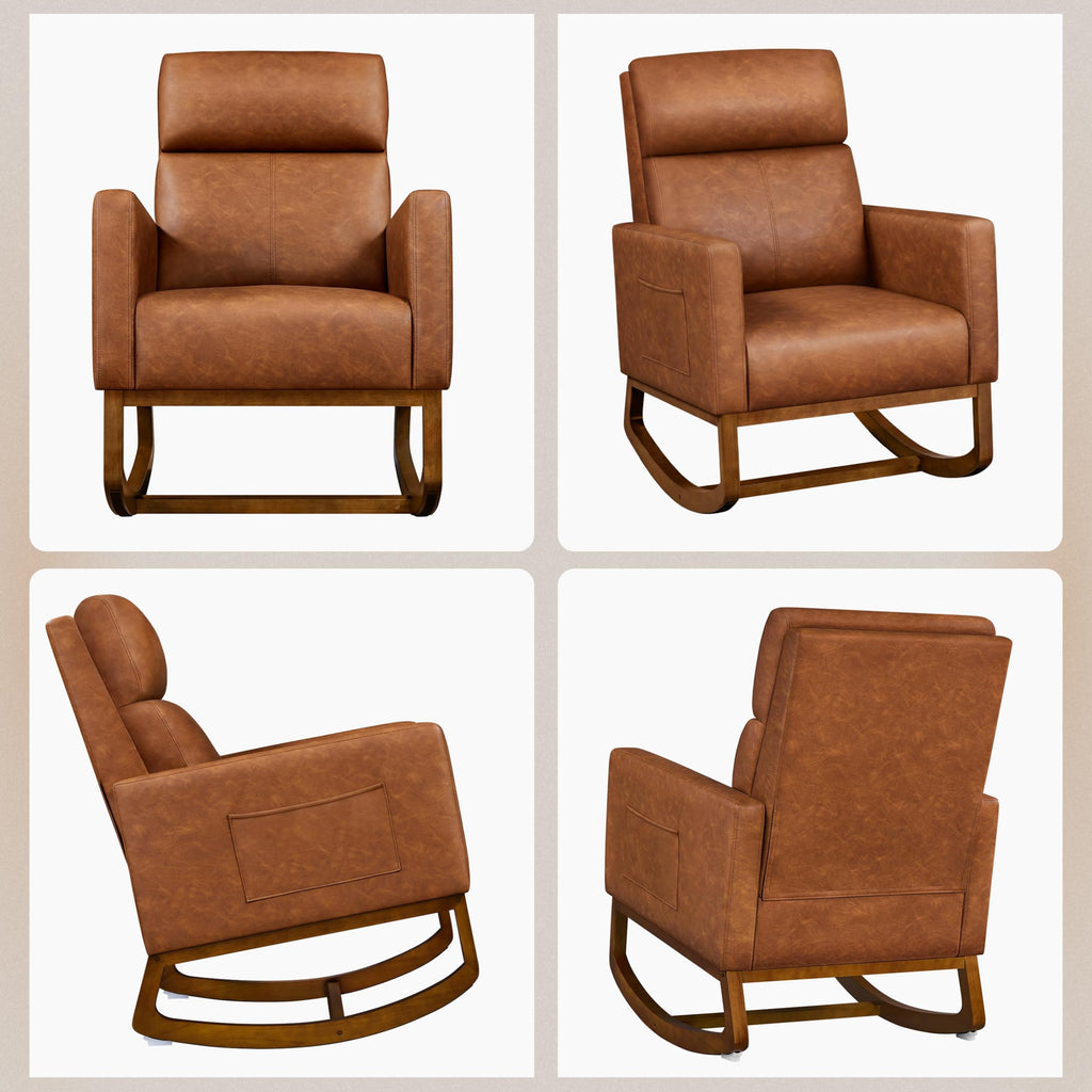 Brown Leather Glider Chair Z749