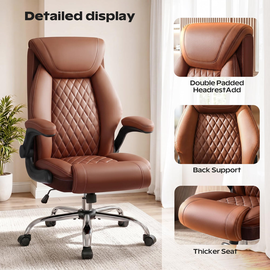 Ergonomic High Back Leather Office Chair with Lumbar Support N5286