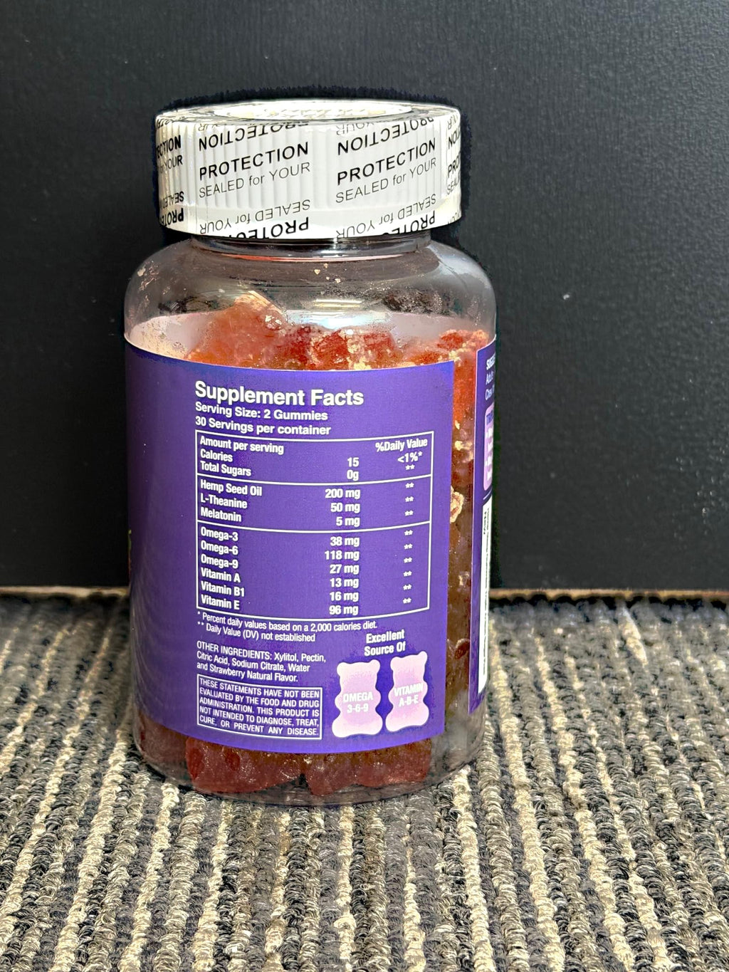 Sugar Free Strawberry Vegan 60 ct Gummies L2564