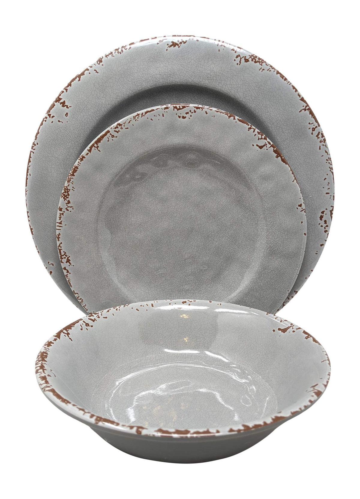 12 Piece Rustic Farmhouse Melamine Dinnerware Set P304