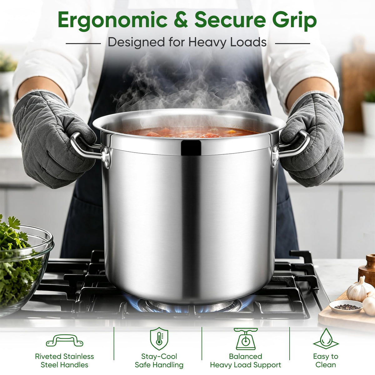 24 Quart Tri-Ply Stainless Steel Stock Pot with Lid G43089
