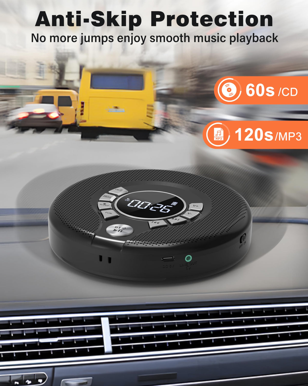 Portable Bluetooth CD Player with FM Transmitter I845557