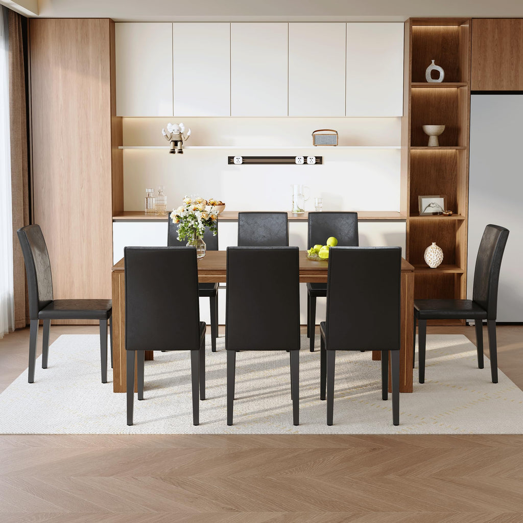 9 Piece Dining Table Set with 8 Pu Leather Chairs Y1727
