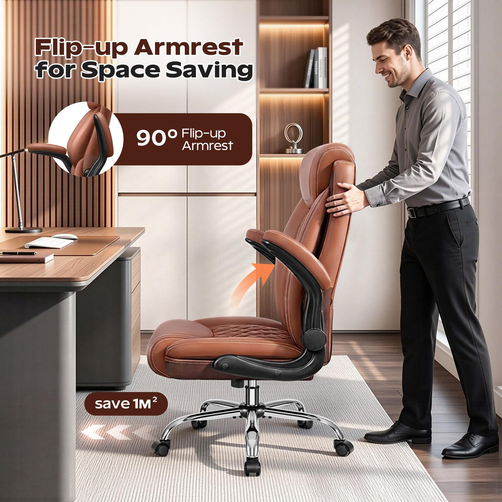 Ergonomic High Back Leather Office Chair with Lumbar Support N5286