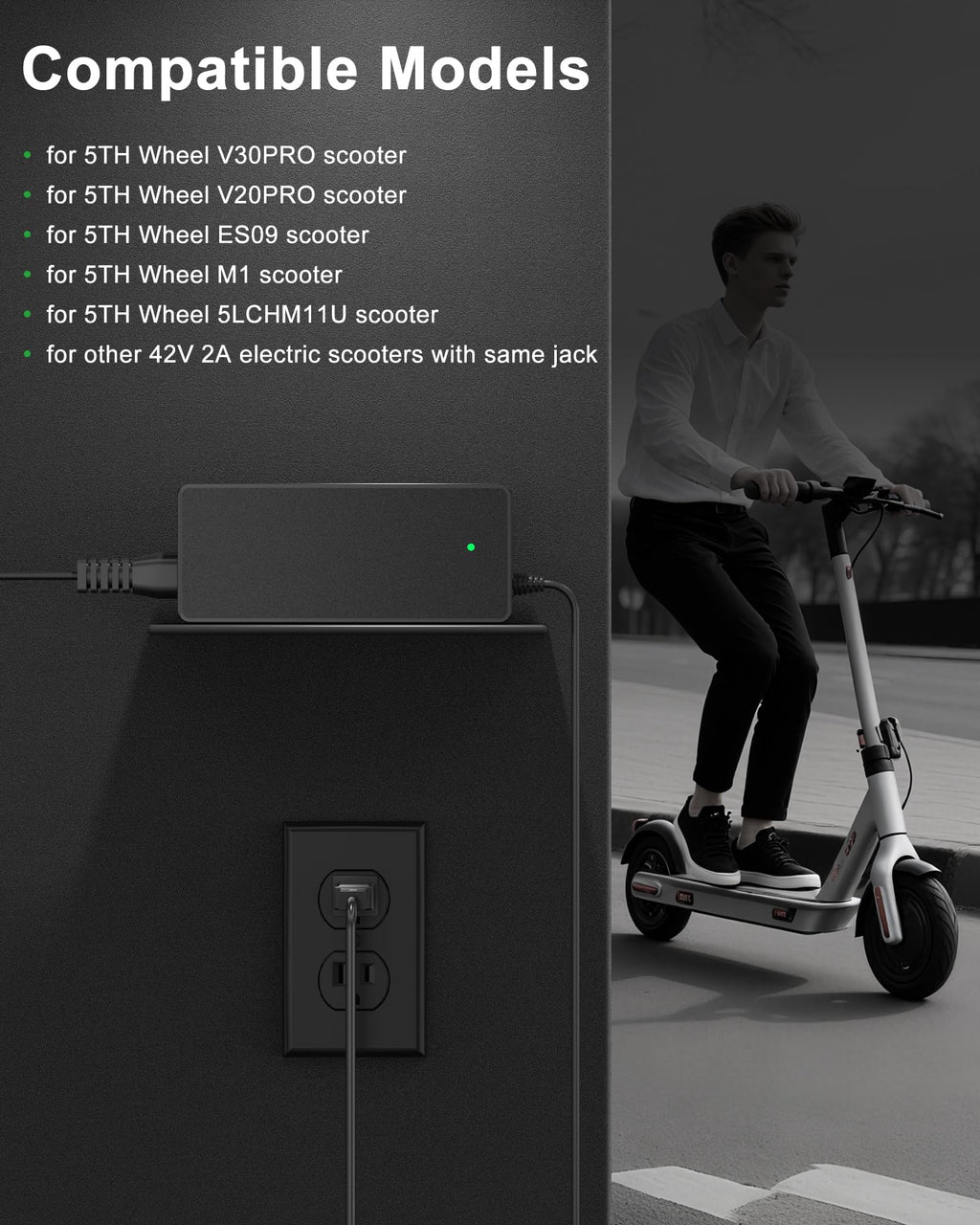 42V 2A Electric Scooter Charger with LED Indicator S44834