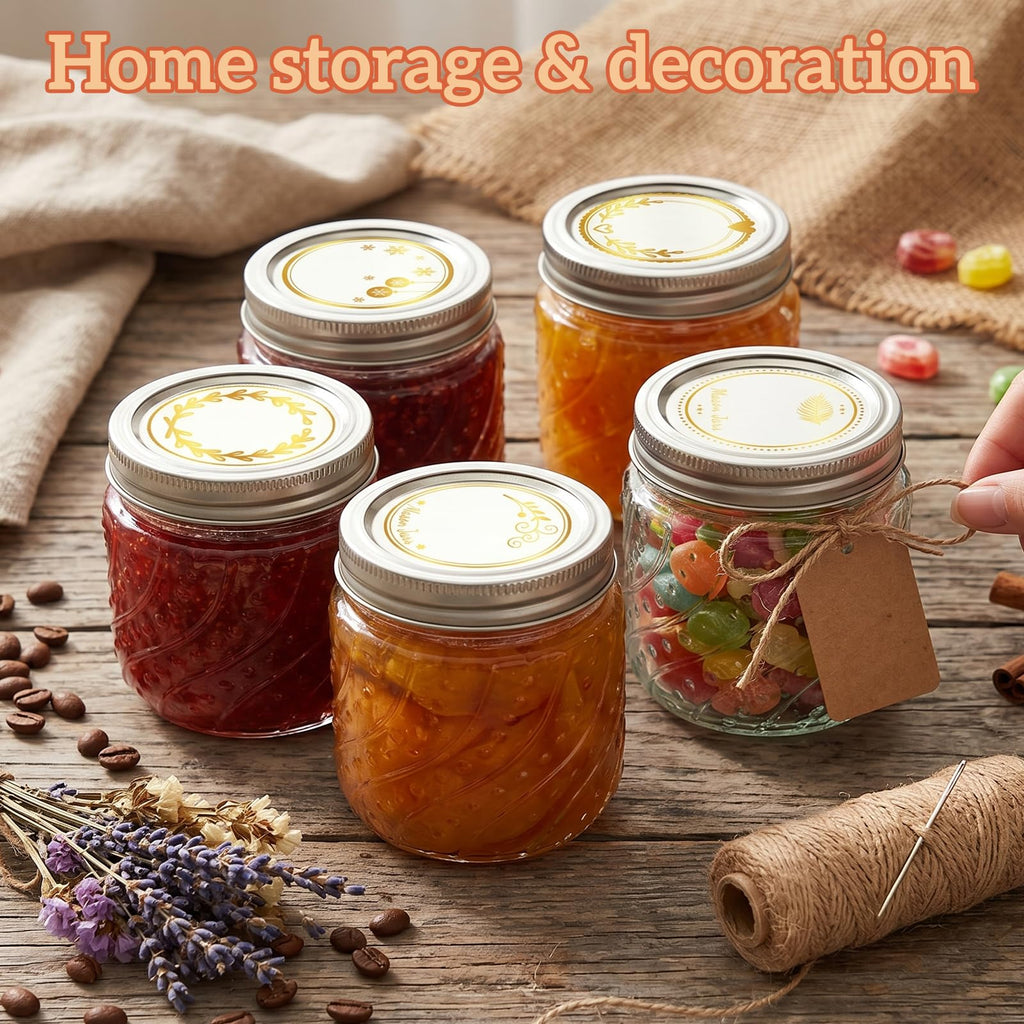 16oz Wide Mouth Mason Jars with Lids and Bands, 8 Pack D419