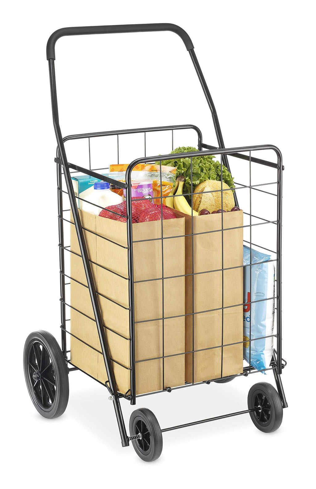 Extra Large Foldable Shopping Cart with Wheels, 100 Lb Capacity, Steel Frame, Black X6182