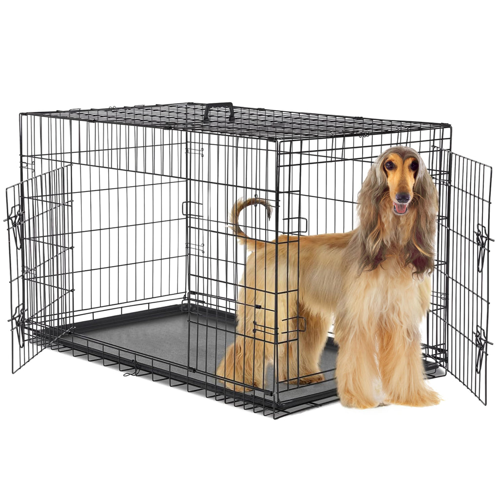 48-Inch Double Door Folding Metal Wire Dog Crate with Divider M826452