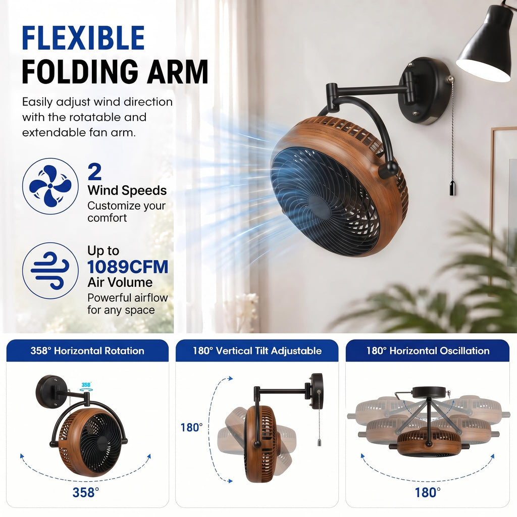 10 Inch Oscillating Wall Mount Fan T5108