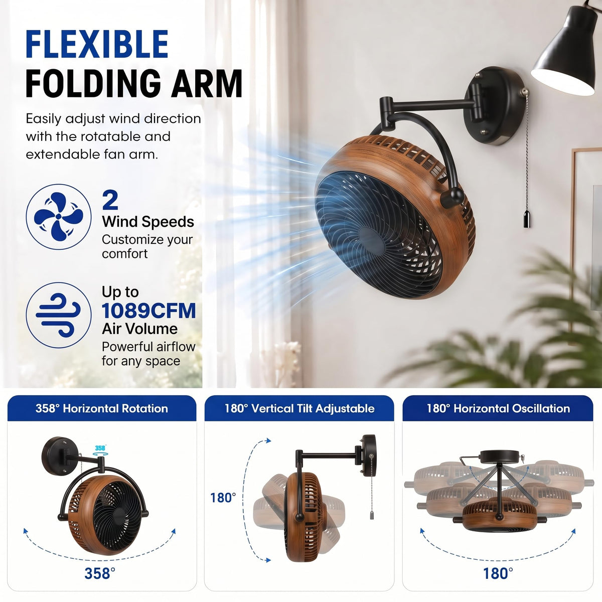 10 Inch Oscillating Wall Mount Fan T5108