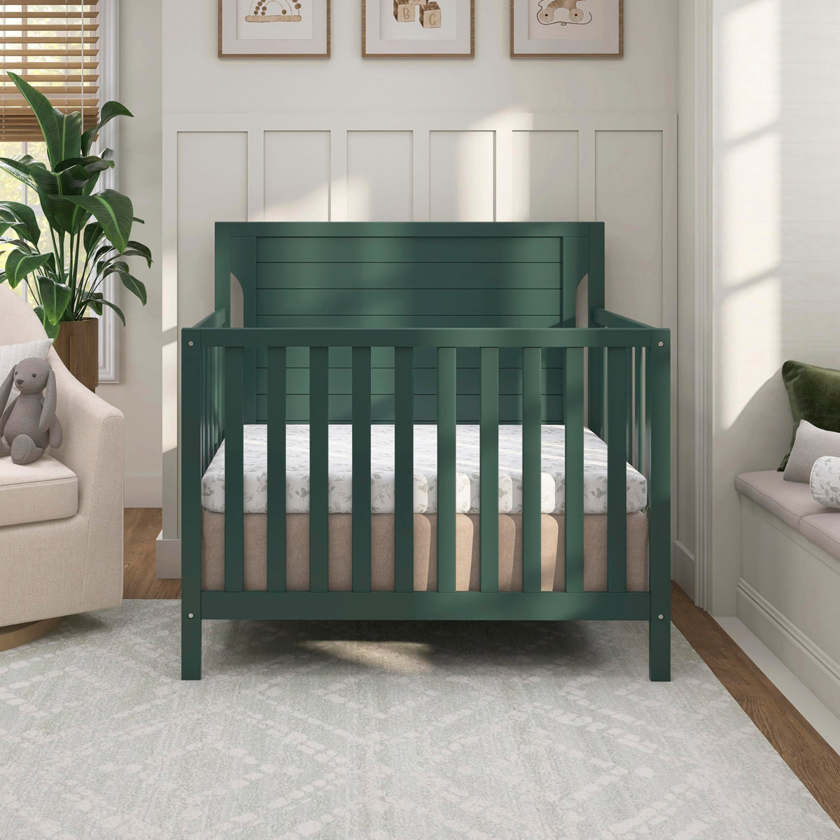 4-in-1 Convertible Mini Baby Crib with Mattress Pad H9983