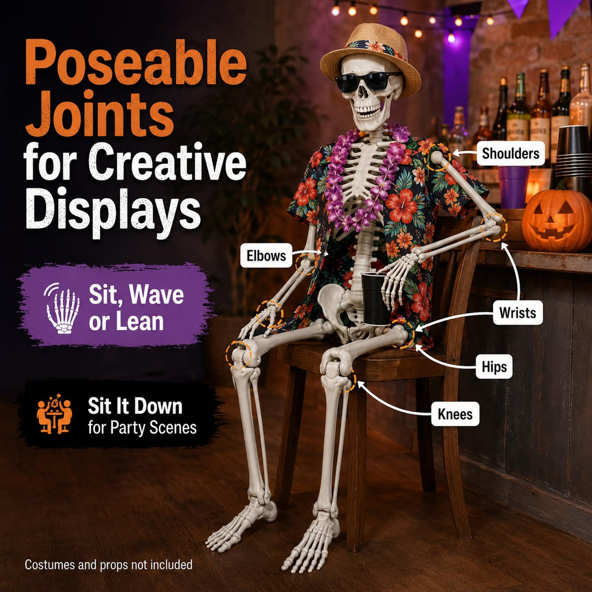 5.4 ft Full Body Plastic Skeleton Prop Q3214