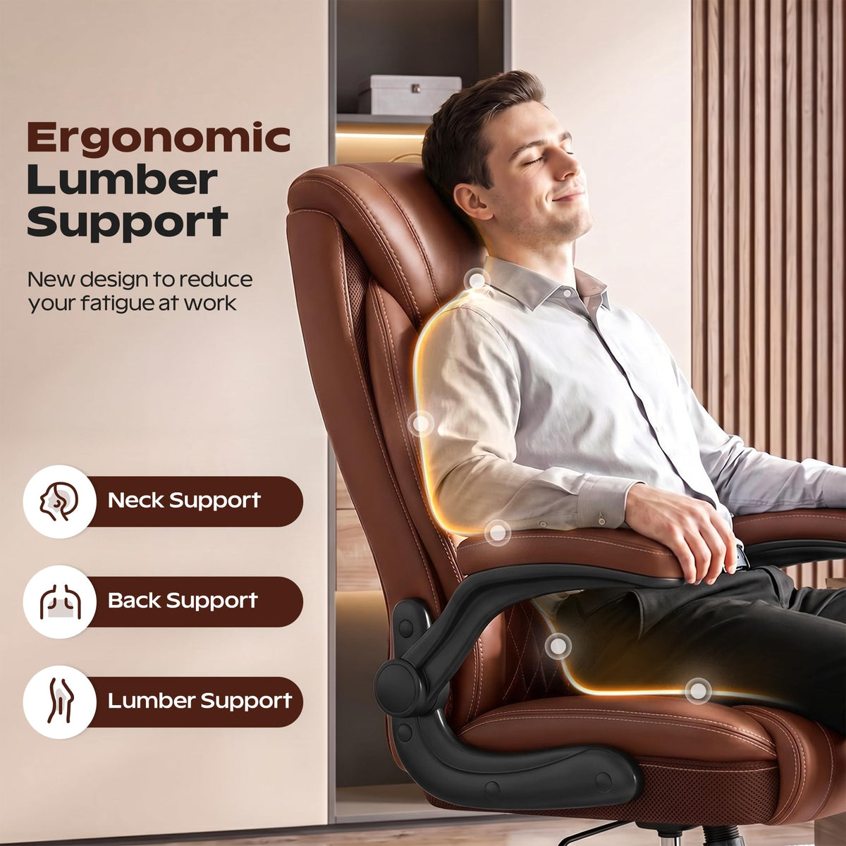 Ergonomic High Back Leather Office Chair with Lumbar Support N5286