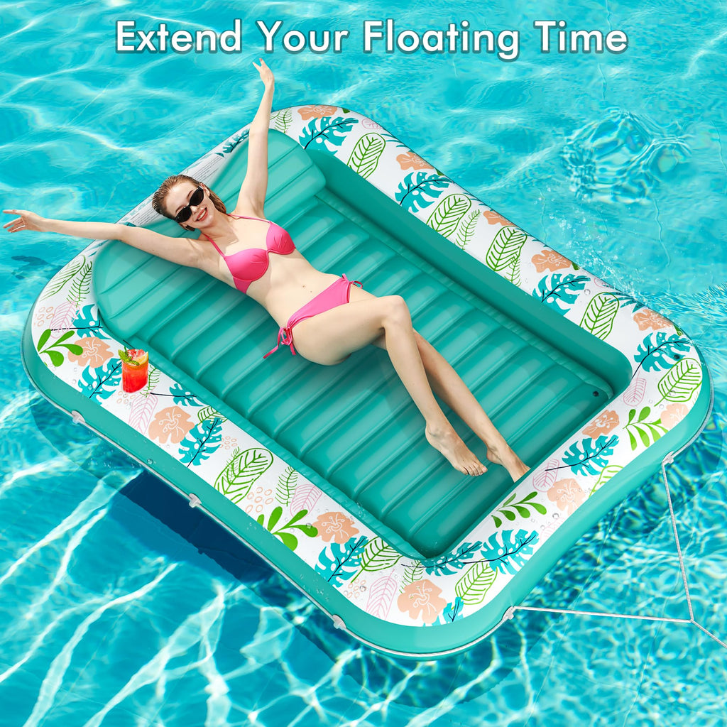 Inflatable Tanning Pool Lounger 75" x 51" Green I19045